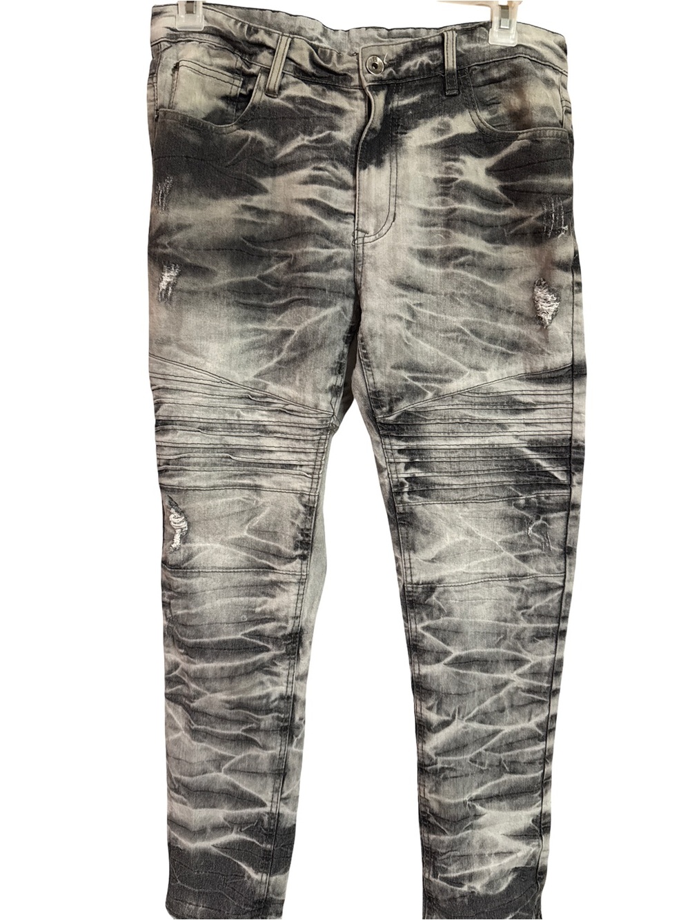 South Pole Men's Black and Gray Washed Skinny Jeans